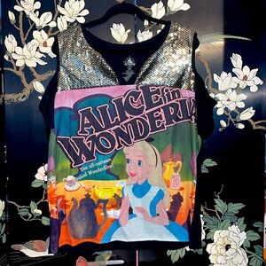 Alice in Wonderland Sequin Cold Shoulder Shirt - Sz 2x - Disney Park Exclusive